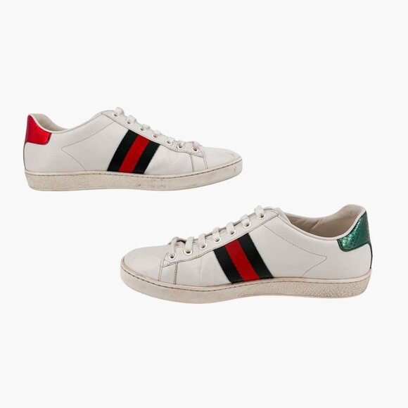Gucci Bee Embroidered Ace Low Top Sneakers White Leather Size 39 US 9 Women's - Picture 11 of 15